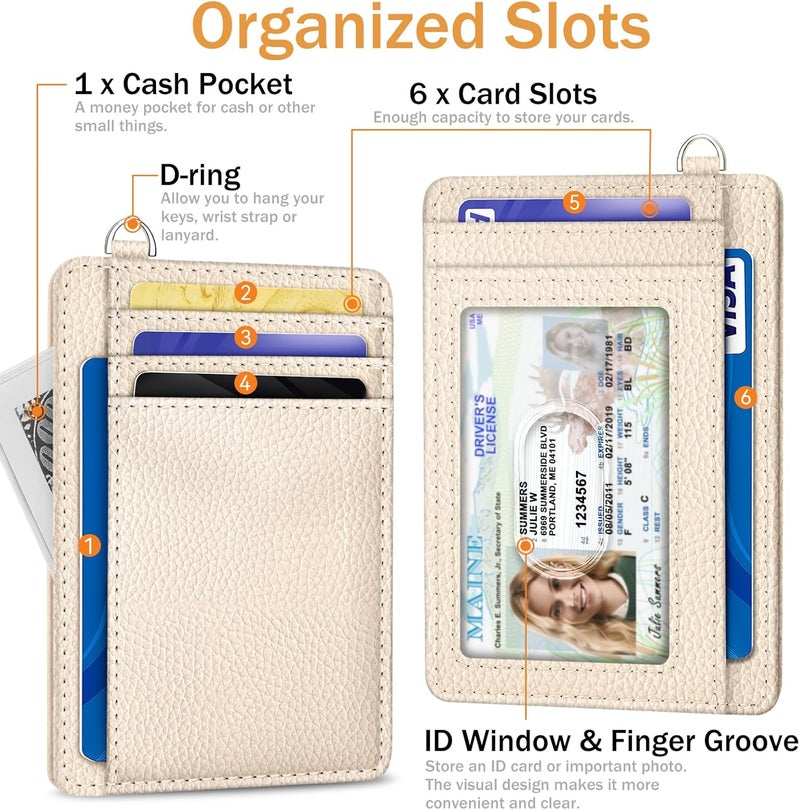 Yonlevres Credit Card Holder for Women, Slim RFID Wallet Front Pocket Small Card Holder, Travel Card Case ID Window PU Leather Cute Funny Thin RFID Blocking Card Organizer Gifts Girls Ladies - Image 4